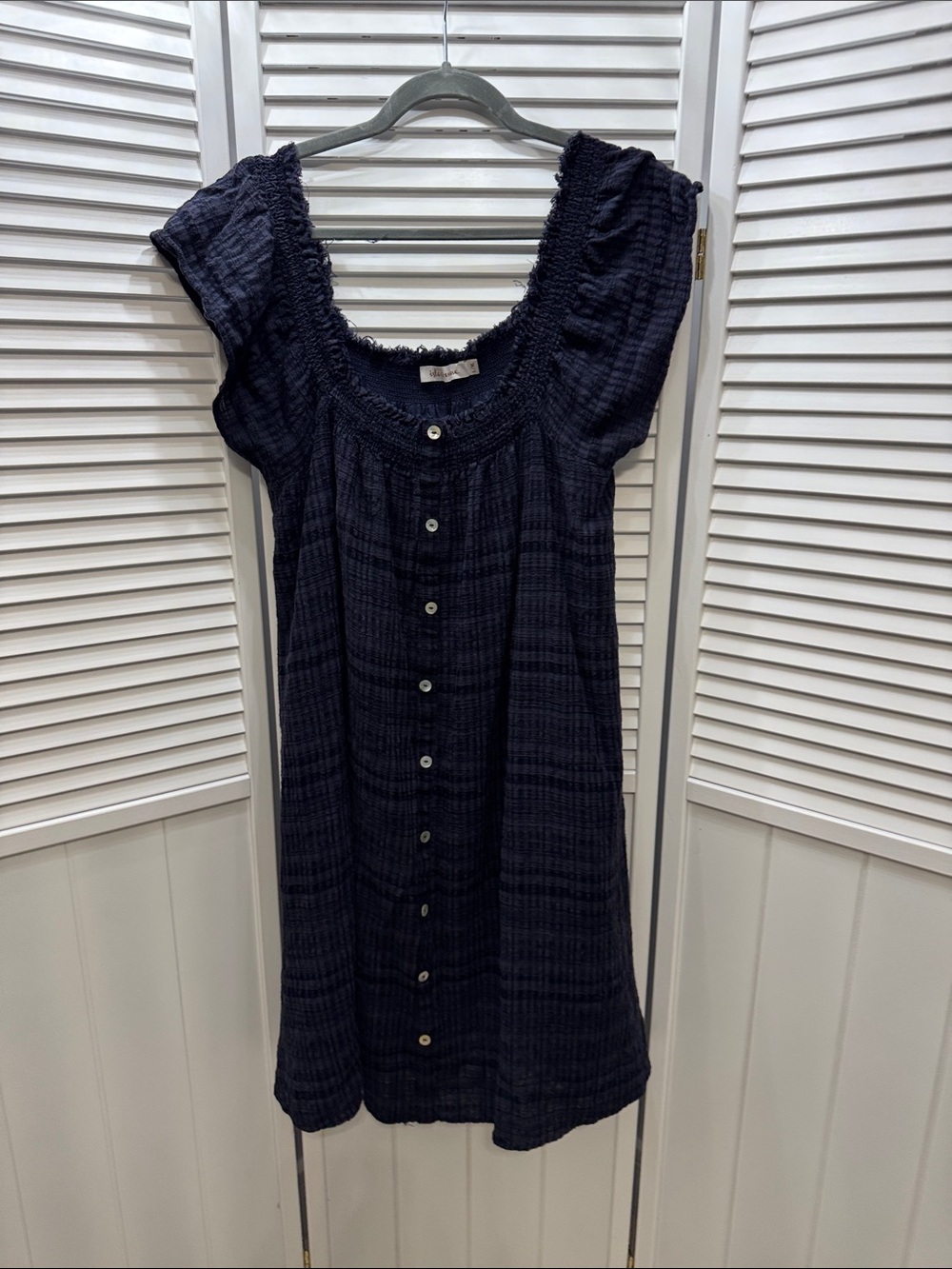 Navy Button-Front Women's Dress